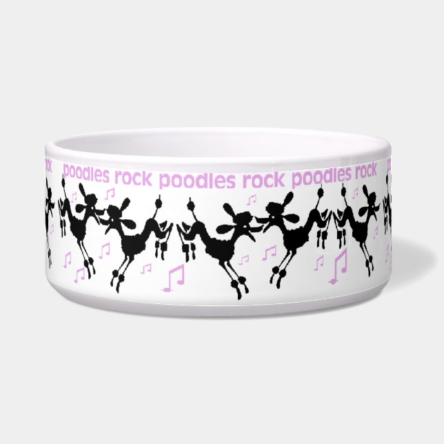 Poodles Rock Dog Bowl (Front)