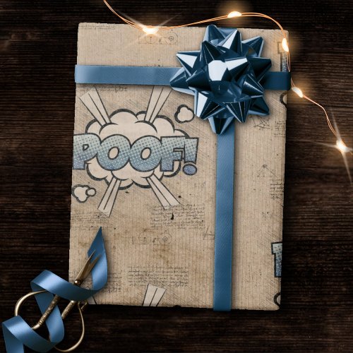 POOF Vintage Comic Book Steampunk Pop Art Wrapping Paper