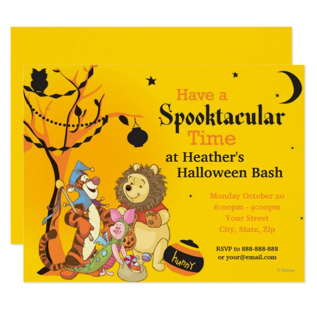Pooh And Pals Halloween Party Invitation