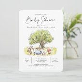 Pooh and Pals Watercolor Baby Shower Invitation (Standing Front)