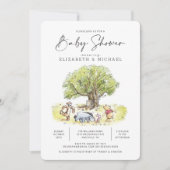 Pooh and Pals Watercolor Baby Shower Invitation (Front)