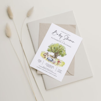 Pooh And Pals Watercolor Baby Shower Invitation by winniethepooh at Zazzle
