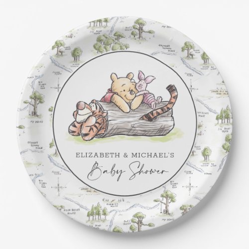 Pooh and Pals Watercolor Baby Shower Paper Plates