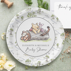 Pooh and Pals Watercolor Baby Shower Paper Plates