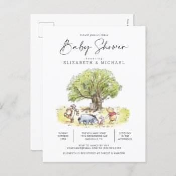 Pooh And Pals Watercolor Baby Shower  Postcard by winniethepooh at Zazzle
