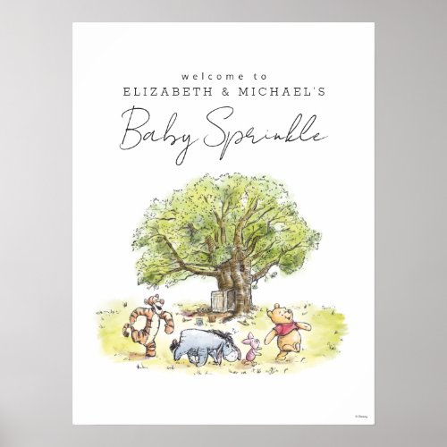Pooh and Pals Watercolor Baby Sprinkle Poster