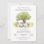 Pooh and Pals Watercolor Gender Reveal Baby Shower Invitation (Front)