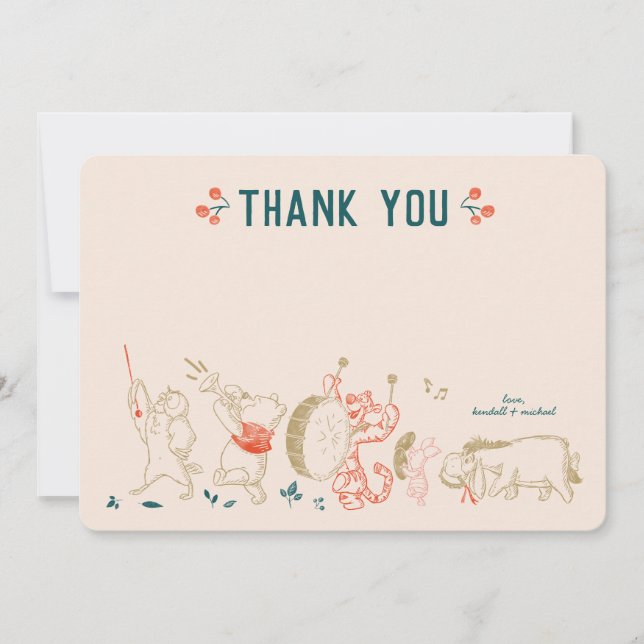 Pooh and Pals Winter Baby Shower Thank You Invitation (Front)