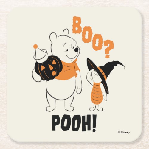 Pooh and Piglet  Boo Pooh Square Paper Coaster