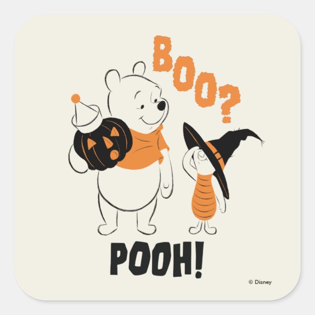 Pooh and Piglet | Boo Pooh Square Sticker (Front)