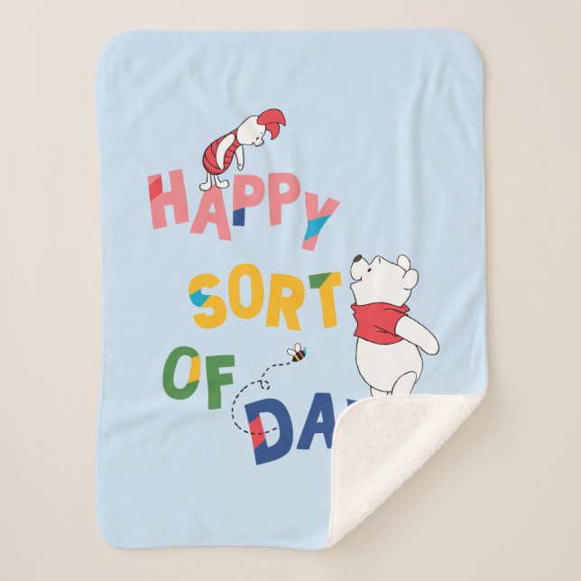 Pooh and Piglet | Happy Sort of Day! Sherpa Blanket (Front)