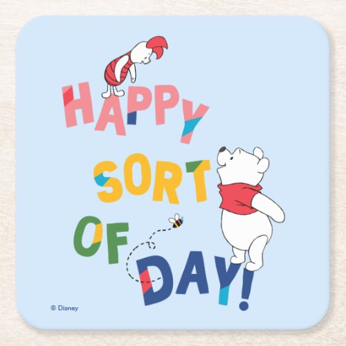 Pooh and Piglet  Happy Sort of Day Square Paper Coaster