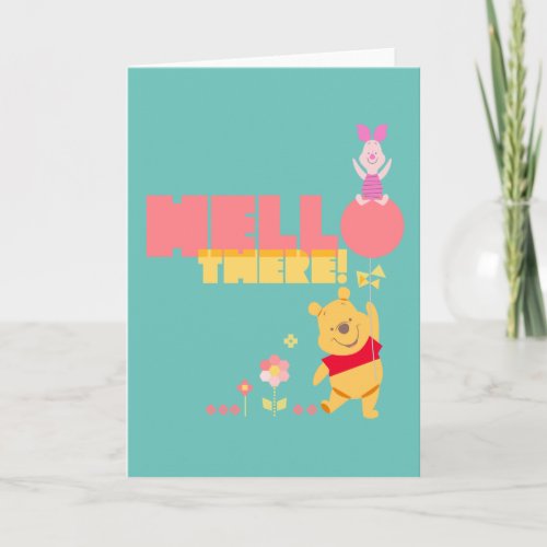 Pooh and Piglet in the Flowers _ Hello There Card