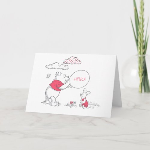 Pooh and Piglet Outdoor Sketch _ Hello Card