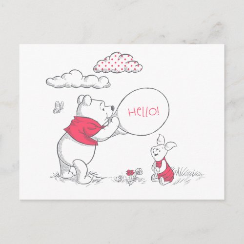 Pooh and Piglet Outdoor Sketch _ Hello Postcard