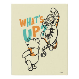Pooh and Tigger What's Up? Faux Canvas Print