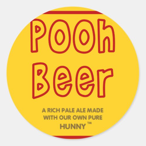 Pooh Beer Classic Round Sticker