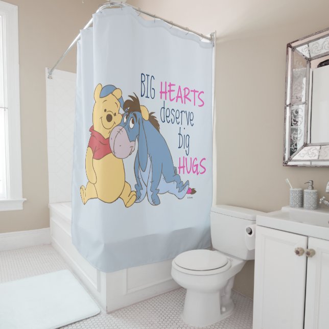 Pooh & Eeyore | Big Hearts Deserve Big Hugs Shower Curtain (In Situ)