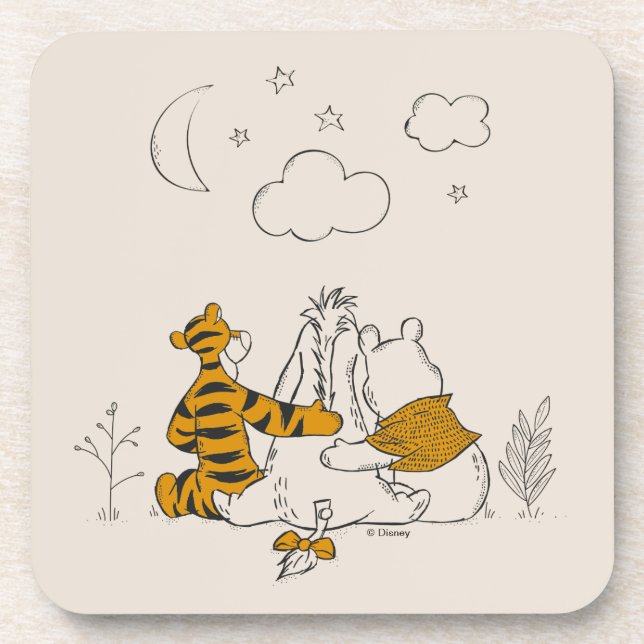 Pooh, Eeyore & Tigger | Looking up at the Sky Beverage Coaster (Front)