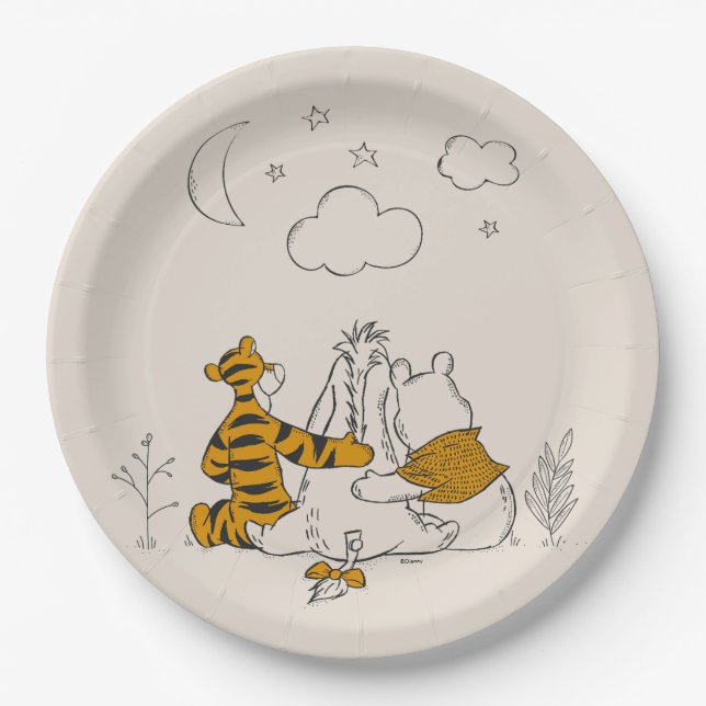 Pooh, Eeyore & Tigger | Looking up at the Sky Paper Plates (Front)