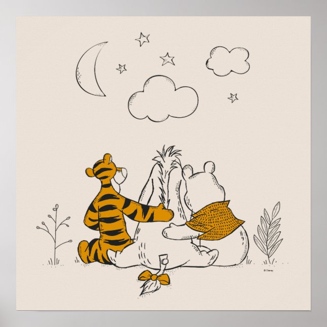 Pooh, Eeyore & Tigger | Looking up at the Sky Poster (Front)