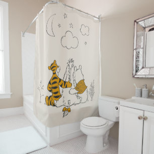 Pooh, Eeyore & Tigger   Looking up at the Sky Shower Curtain