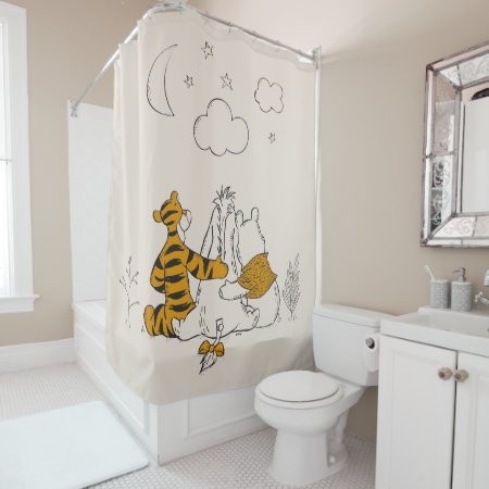 Pooh, Eeyore & Tigger | Looking Up At The Sky Shower Curtain