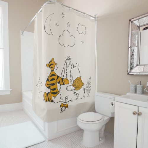 Pooh, Eeyore & Tigger | Looking up at the Sky Shower Curtain