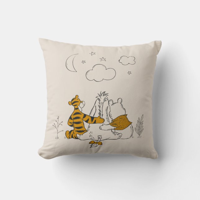 Pooh, Eeyore & Tigger | Looking up at the Sky Throw Pillow (Front)