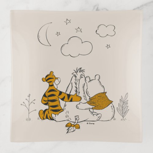 Pooh Eeyore  Tigger  Looking up at the Sky Trinket Tray