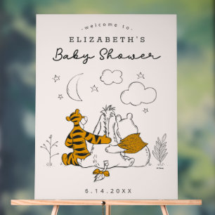 Pooh, Eeyore & Tigger   Moon & Stars Baby Shower  Acrylic Sign