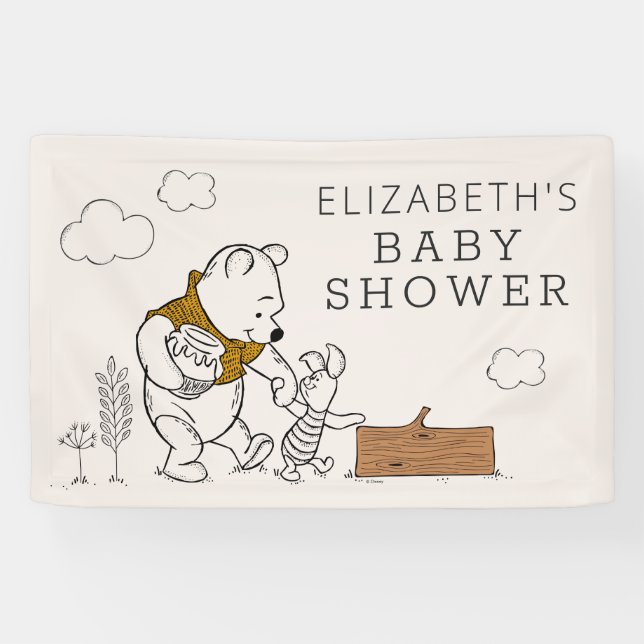 Pooh, Eeyore & Tigger | Moon & Stars Baby Shower Banner (Horizontal)