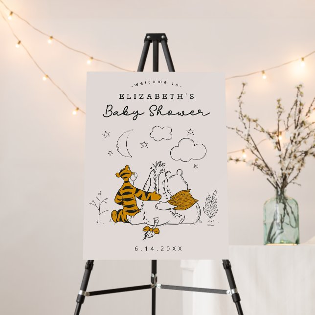 Pooh, Eeyore & Tigger | Moon & Stars Baby Shower Foam Board (In Situ (Stand))