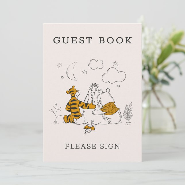 Pooh, Eeyore & Tigger | Moon & Stars Baby Shower Invitation (Standing Front)