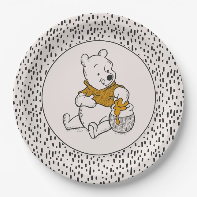 Pooh, Eeyore & Tigger | Moon & Stars Baby Shower Paper Plates (Front)