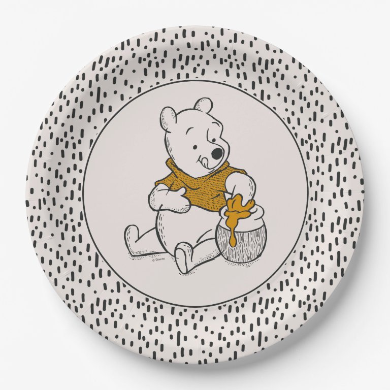 Pooh, Eeyore &amp; Tigger | Moon &amp; Stars Baby Shower Paper Plates