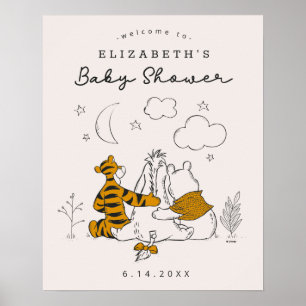 Pooh, Eeyore & Tigger   Moon & Stars Baby Shower Poster