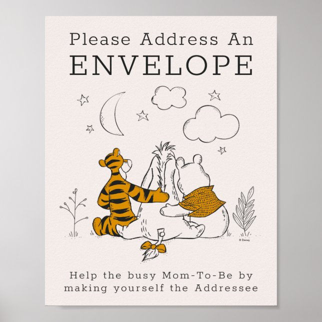 Pooh, Eeyore & Tigger | Moon & Stars Baby Shower Poster (Front)