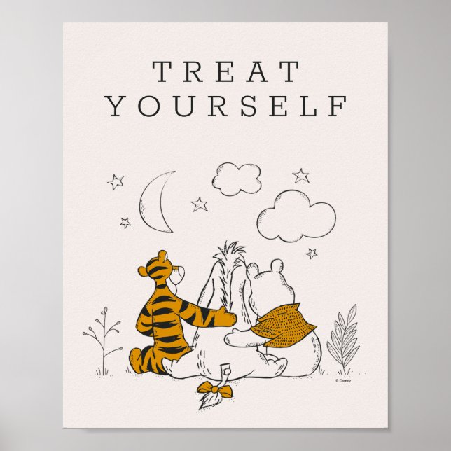 Pooh, Eeyore & Tigger | Moon & Stars Baby Shower Poster (Front)