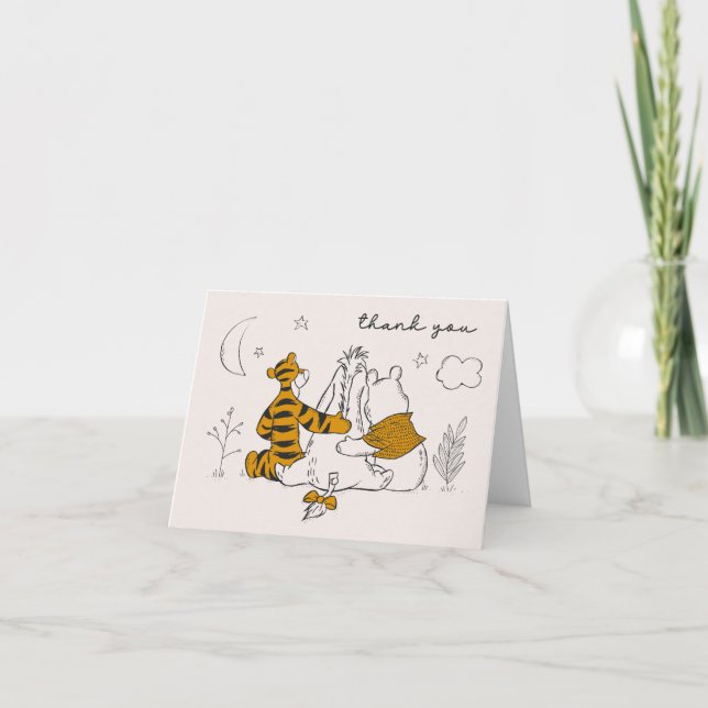 Pooh, Eeyore & Tigger | Moon & Stars Baby Shower Thank You Card (Front)