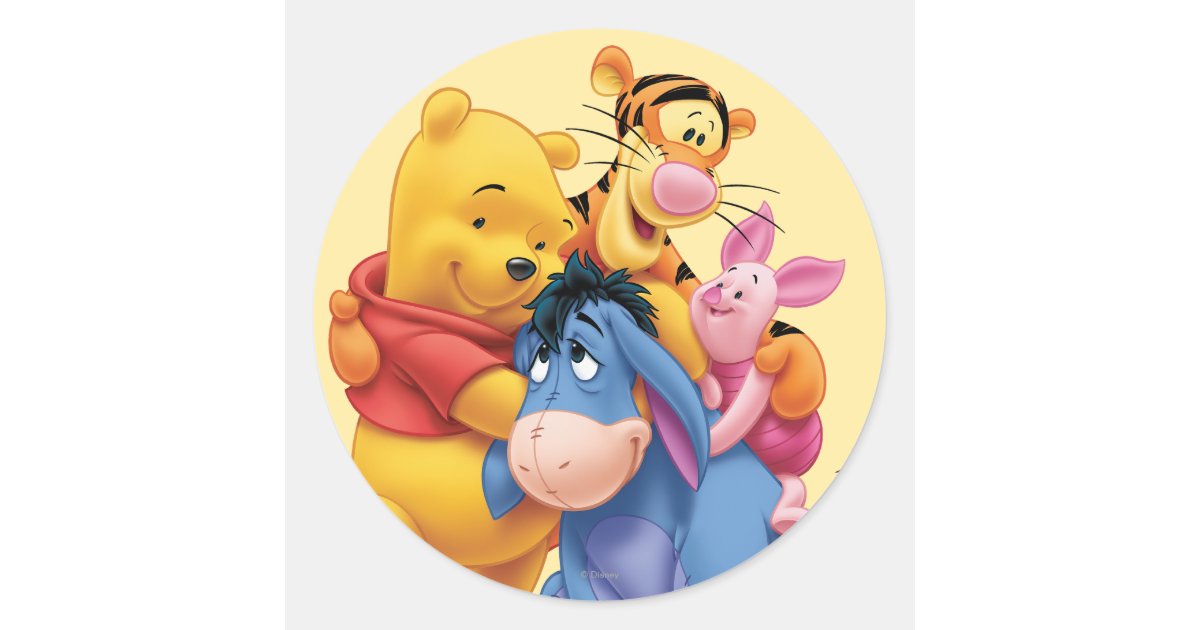 Classic Winnie the Pooh Illustrated Sticker, Zazzle.com