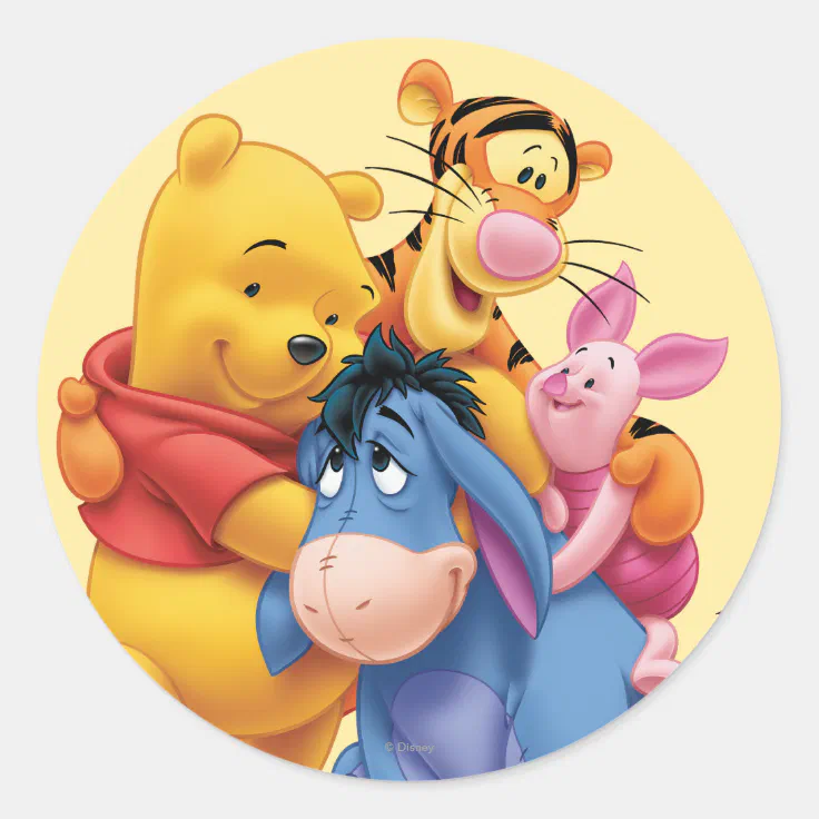 Pooh & Friends 5 Classic Round Sticker | Zazzle