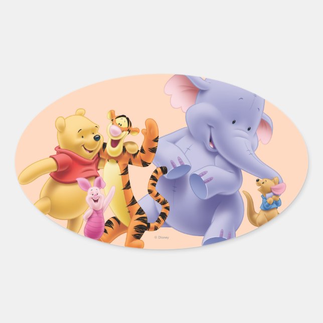 Pooh & Friends 6 Oval Sticker (Front)