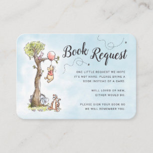 Pooh & Friends Watercolor Baby Shower Book Request Place Card