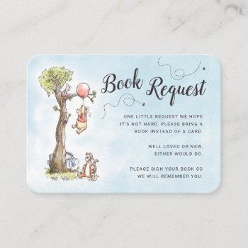 Pooh & Friends Watercolor Baby Shower Book Request Place Card by winniethepooh at Zazzle