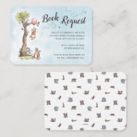 Pooh & Friends Watercolor Baby Shower Book Request Place Card