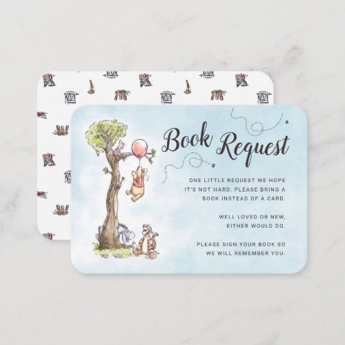 Pooh  Friends Watercolor Baby Shower Book Request Place Card