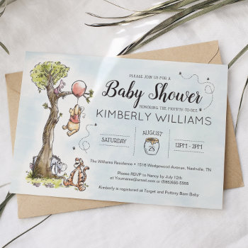 Pooh & Friends Watercolor | Baby Shower Invitation by winniethepooh at Zazzle