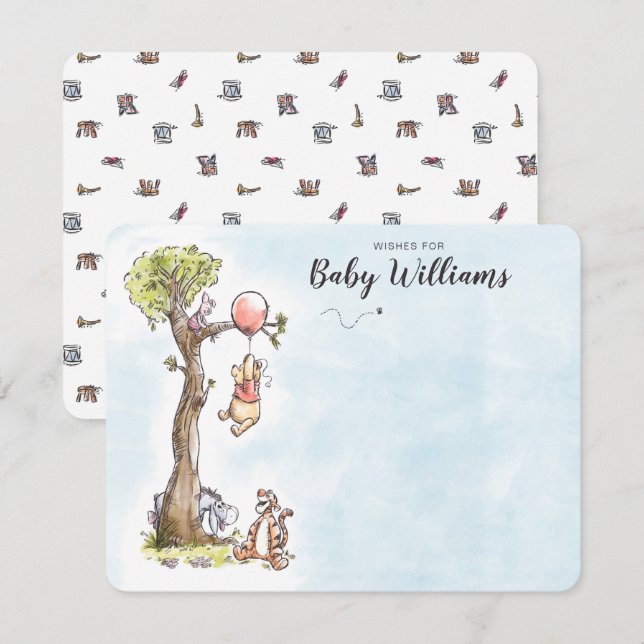 Pooh & Friends Watercolor | Baby Shower Note Card (Front/Back)