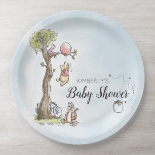 Pooh & Friends Watercolor   Baby Shower Paper Plates